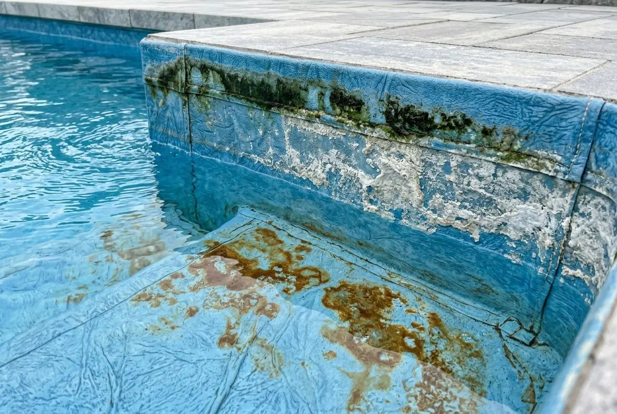 Manchas en el liner de la piscina: causas y soluciones